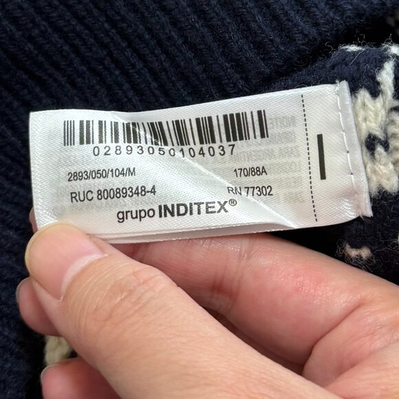 NWOT Zara Navy Striped 100% Wool Knit Cardigan with Nautical Buttons Details - Picture 9 of 10